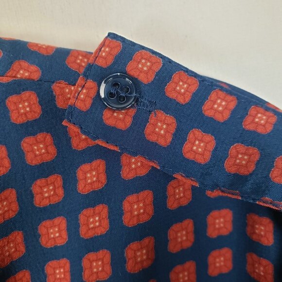 Joie Silk Blouse Blue Orange Epaulet Scarf Print Long Sleeve Top Size Small - Picture 4 of 9